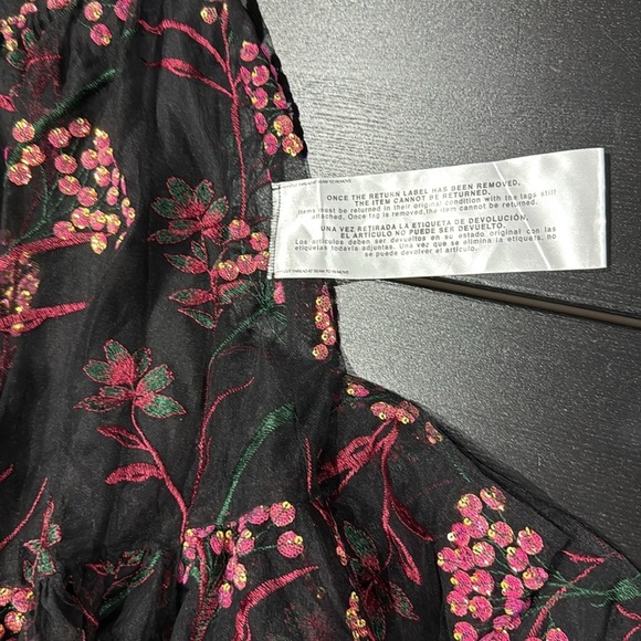 Dress the Population Black Paulette Embroidered Sequins Chiffon Midi Dress - XXS - Picture 7 of 8